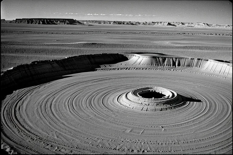 デスルード砂漠の広大な地形と異常領域を示す衛星画像