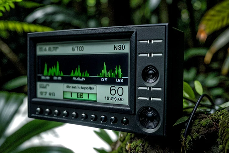Audio recorder displaying erratic waveforms.