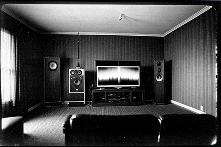 記録された音響データのスペクトログラム。特定の周波数帯域で完全に音が消失している。