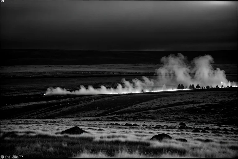 夜間調査で記録された、移動する異常な冷気領域の熱画像。
