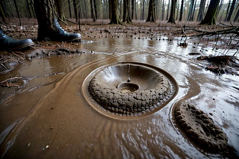 Unusually large footprint discovered in a forest area, not consistent with known fauna.