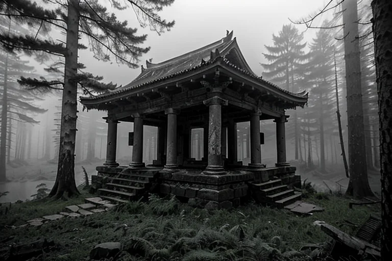 事案発生地である古寺の外観。苔むし、荒廃が進む。
