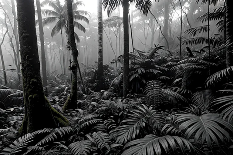 Unnaturally pushed down and discolored forest vegetation.