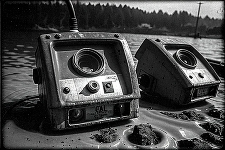 Partial view of a malfunctioning underwater acoustic sensor.