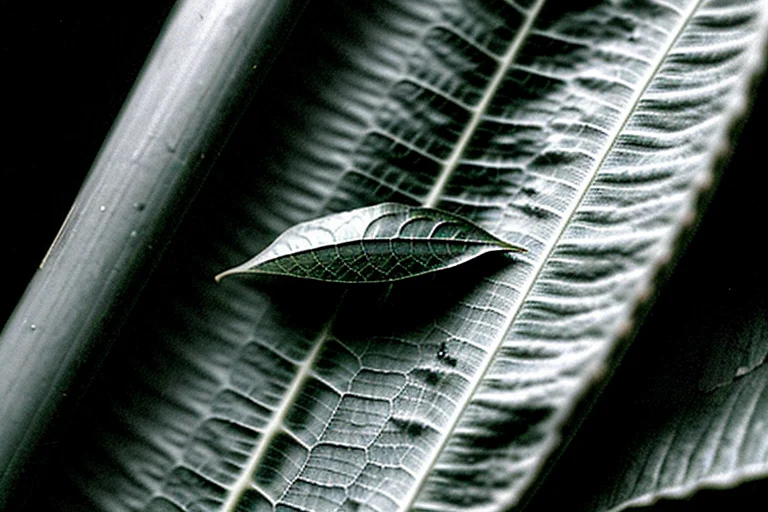 変色し枯れかけた熱帯植物の葉に付着した粘性物質。
