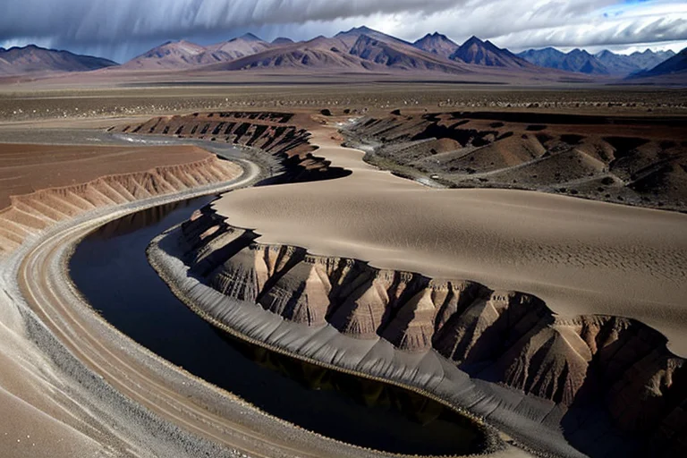 Landscape from a remote survey drone in Elqui Valley. Subtle light refractions are observed.