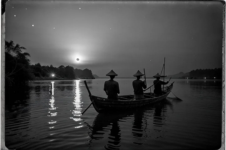 Old photograph of local residents pointing into the distance at the incident site