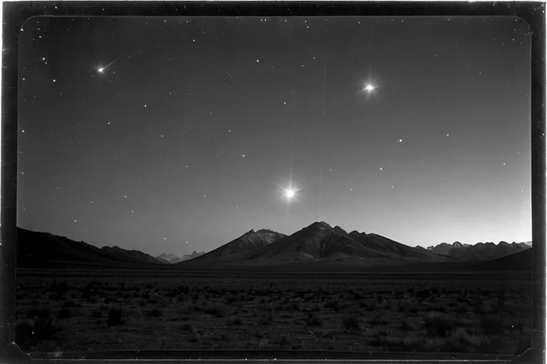 2018年に記録された、破損した天体写真。不鮮明な多角形の痕跡が確認できる。