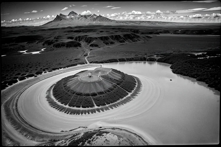 パタゴニアアンデス山中の遠隔気象観測施設M-32の全景。